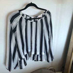 Navy and white striped blouse